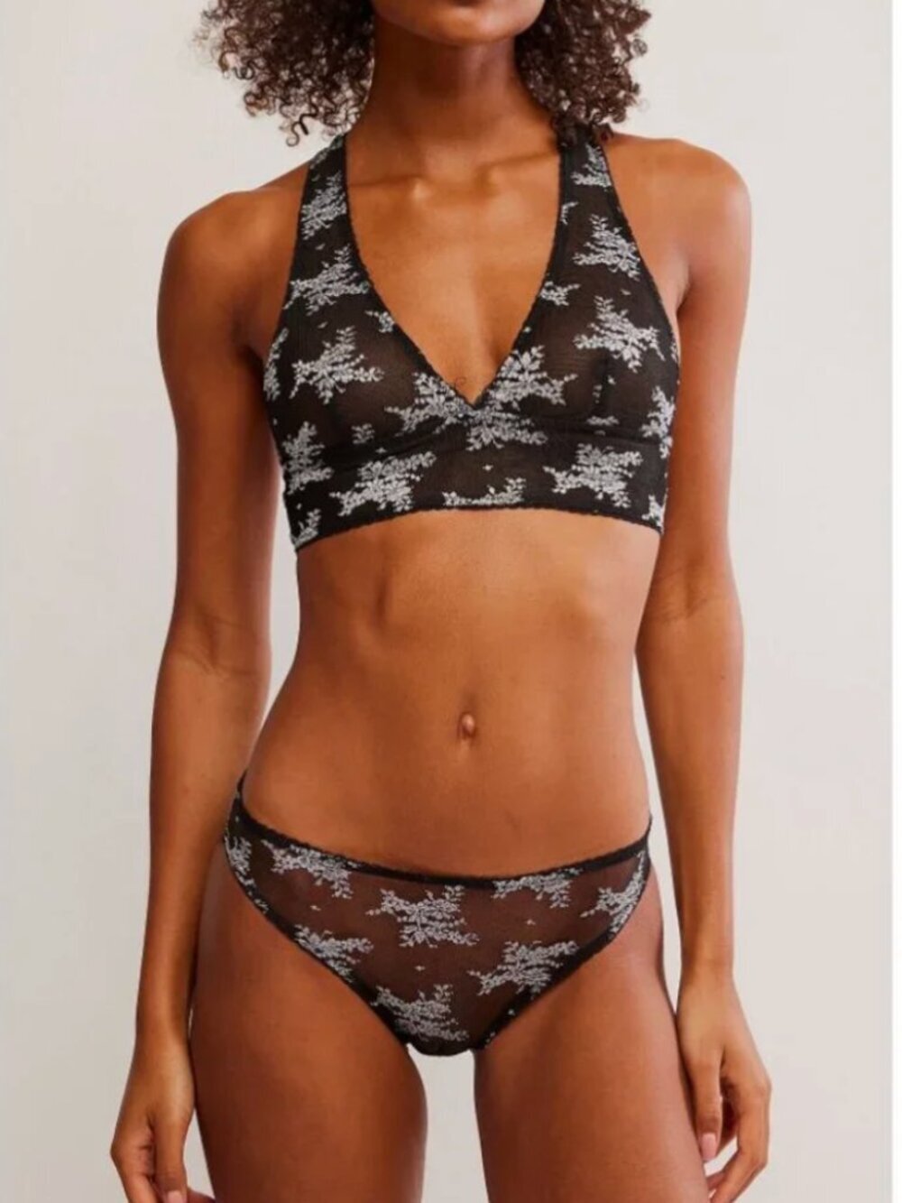 FREE PEOPLE NWT Talk About It Bikini Undies / Black Combo